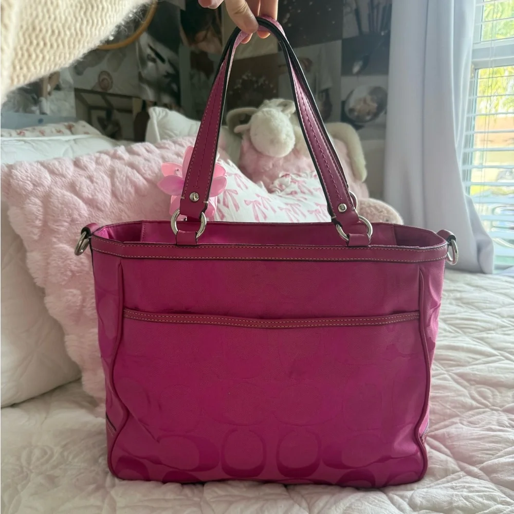 Y2K Coach‎ Hot pink monogram tote bag